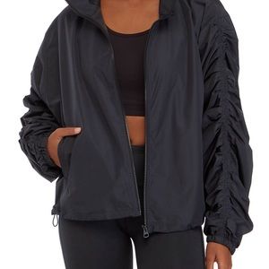 Body & Sol Jacket Charcoal Storm Gray Ruched Sleeve Womens S M L Hoodie New